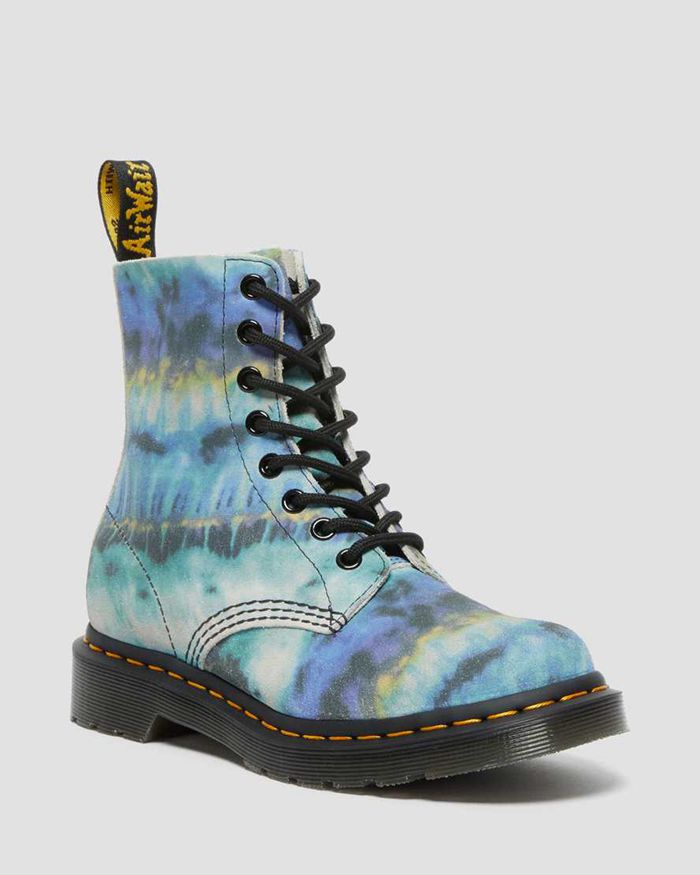 Dr Martens Vintersko Dame Blå 1460 Pascal Tie Dye Læder Lace Up 1287GUFRS